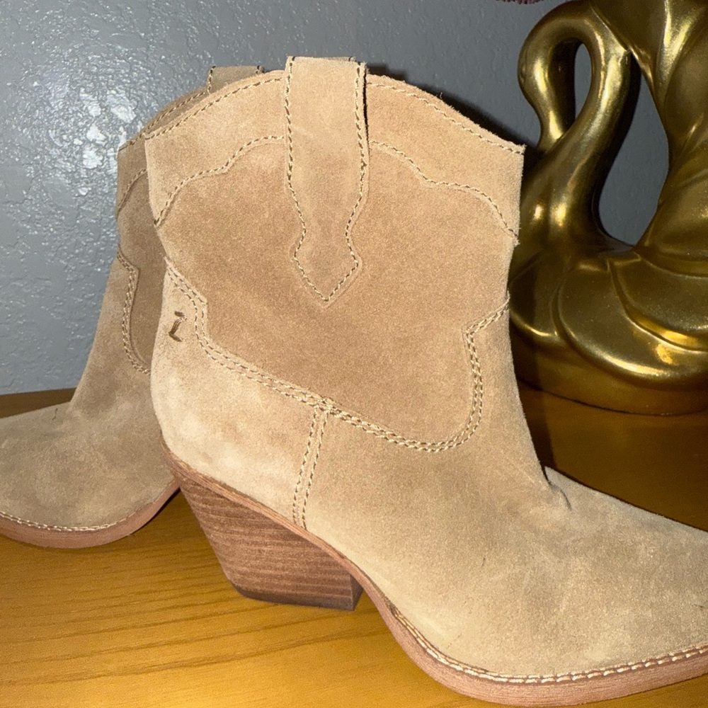Zodiac Tan Ankle Booties with Western Flair